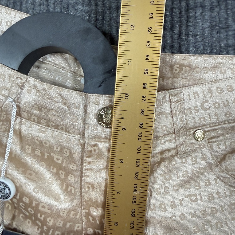 Platini Jeans Cougar Monogram Print Bootcut Jeans Womens 27 Cream NWT - Picture 7 of 9